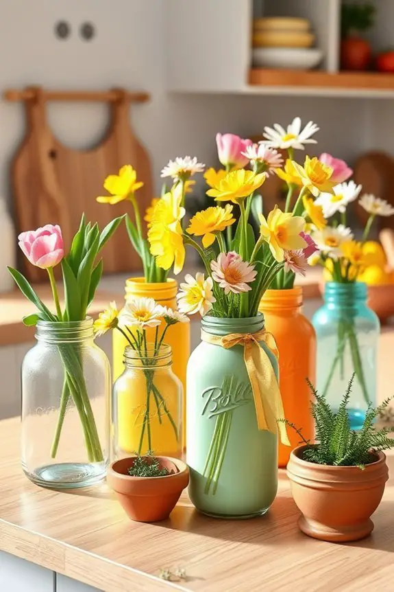 colorful mason jar decor