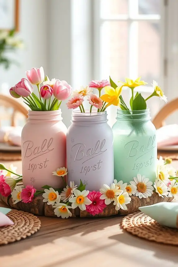 colorful mason jar vases