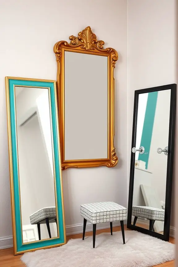 colorful mirrors enhance dressing rooms