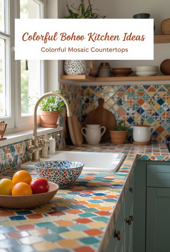 colorful mosaic countertop design