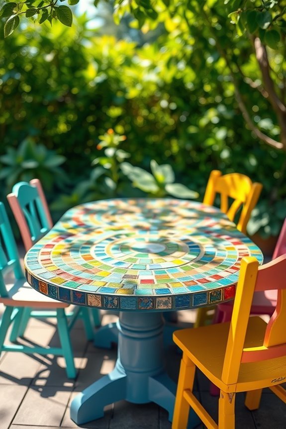 colorful mosaic outdoor dining