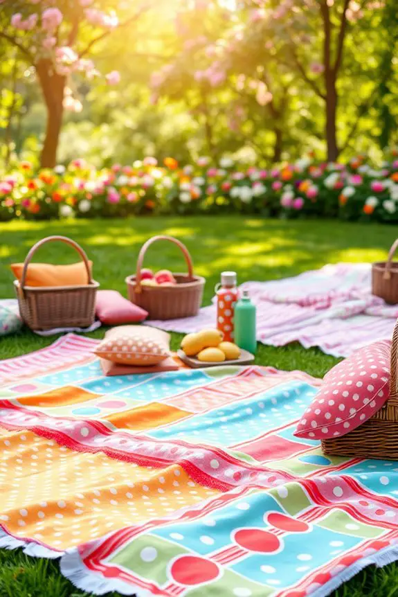 colorful picnic blanket decor