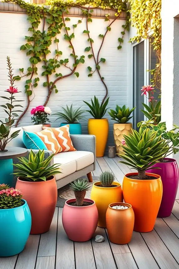 colorful planters enhance aesthetics