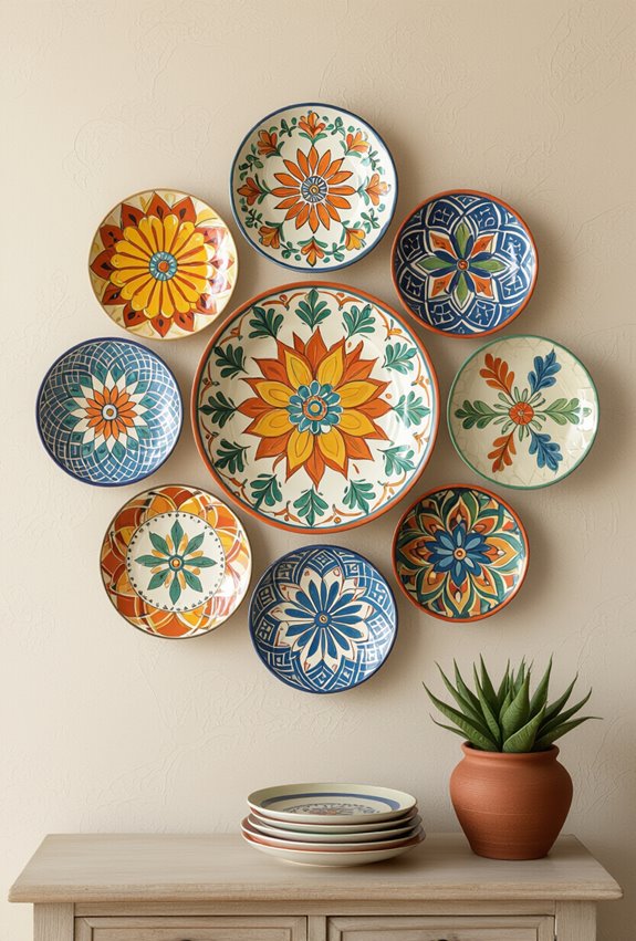 colorful plate wall arrangement