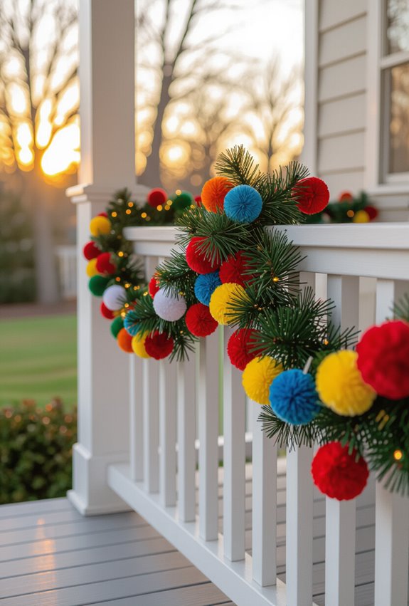 colorful pom pom garland decoration