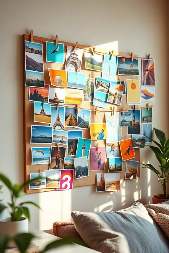 colorful postcard wall display