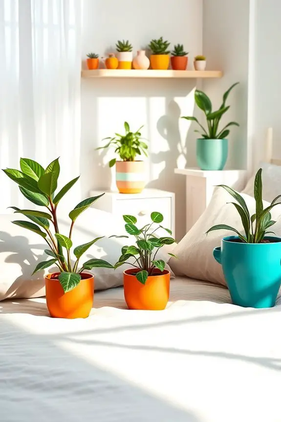 colorful pots enhance decor