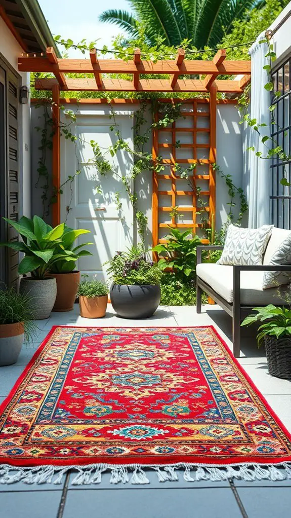 colorful rugs enhance outdoor space