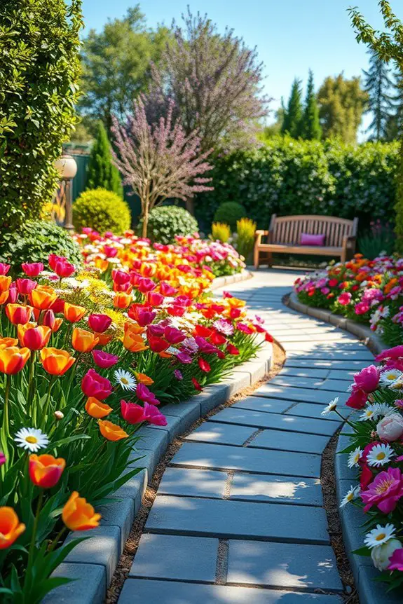 colorful seasonal flower beds