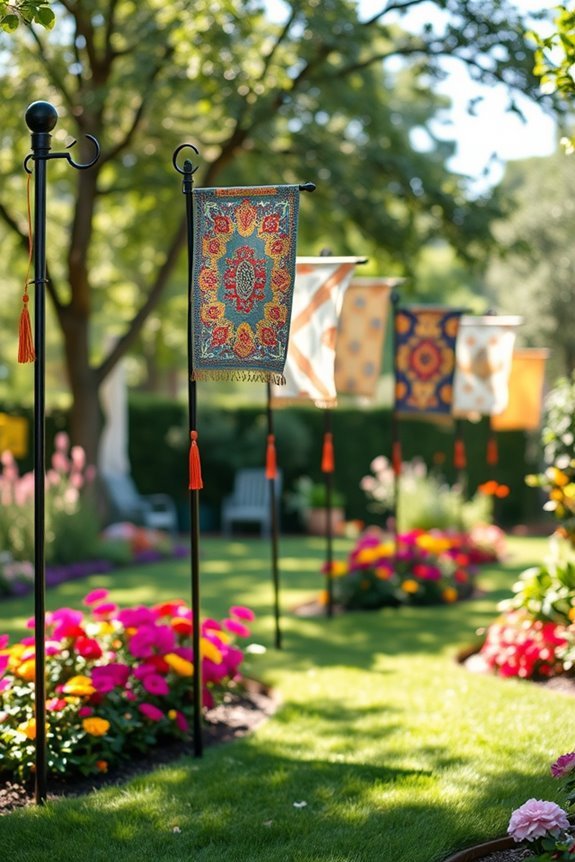 colorful seasonal garden flags
