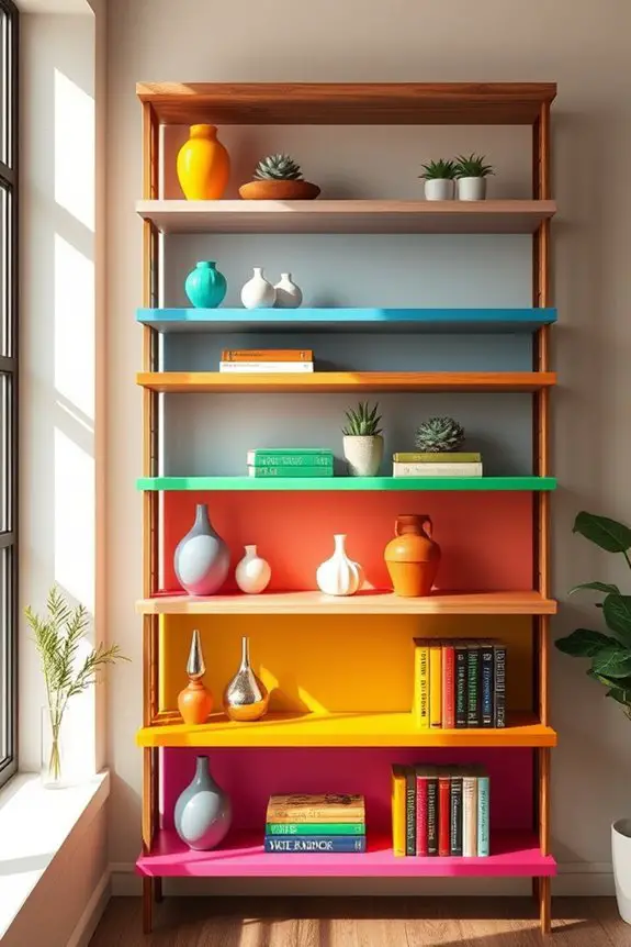 colorful shelves enhance decor