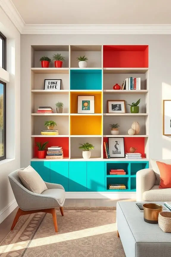 colorful shelves enhance vibrancy