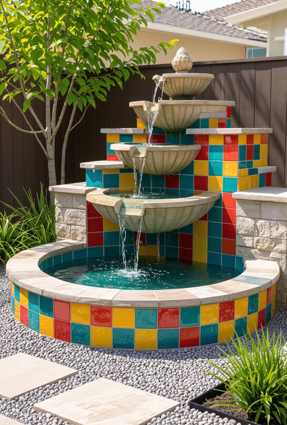 colorful soothing water feature
