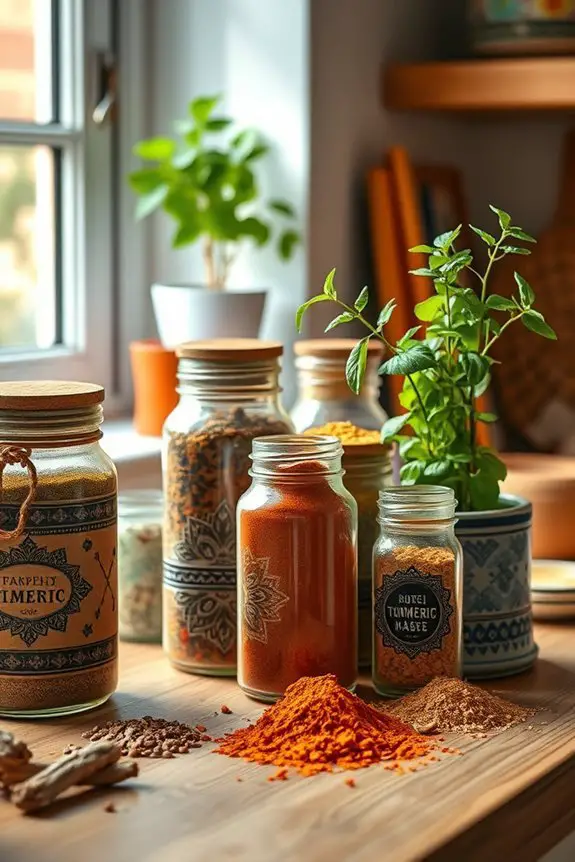 colorful spice jar organization