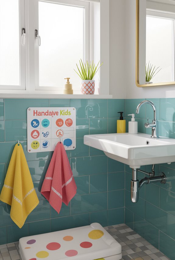 colorful step by step handwashing