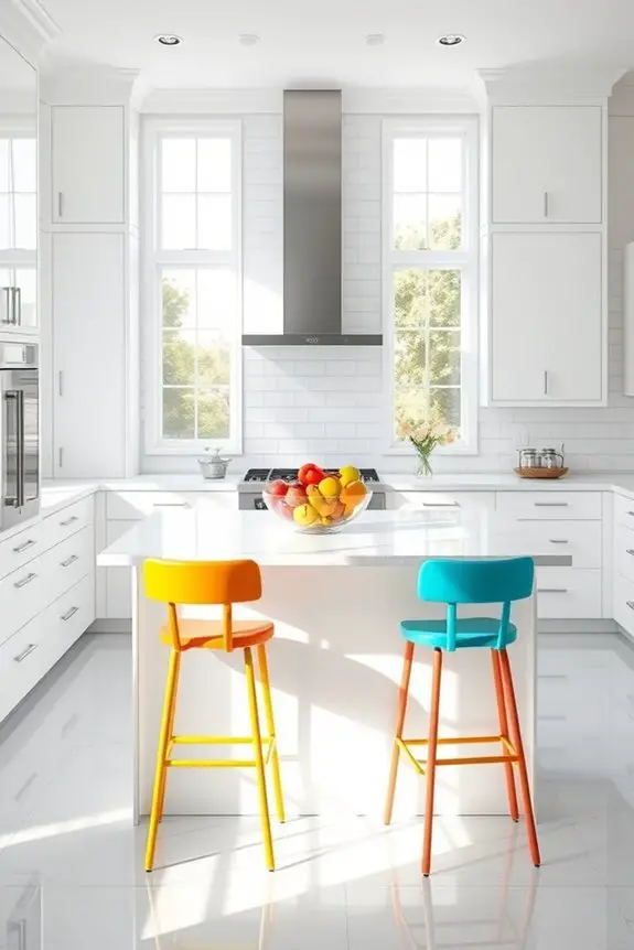 colorful stools brighten kitchen
