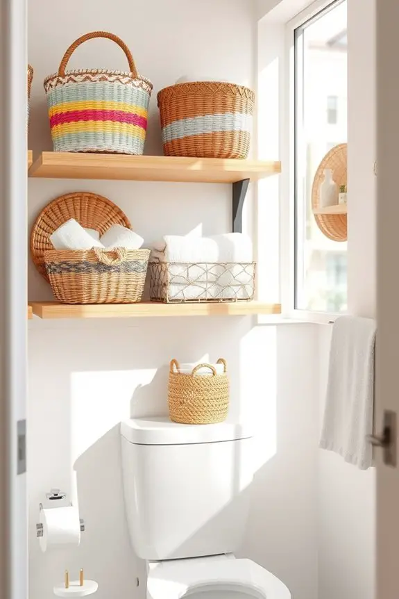 colorful storage basket organization