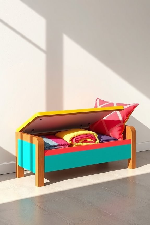 colorful storage bench diy