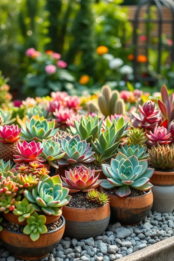 colorful succulent backyard arrangements