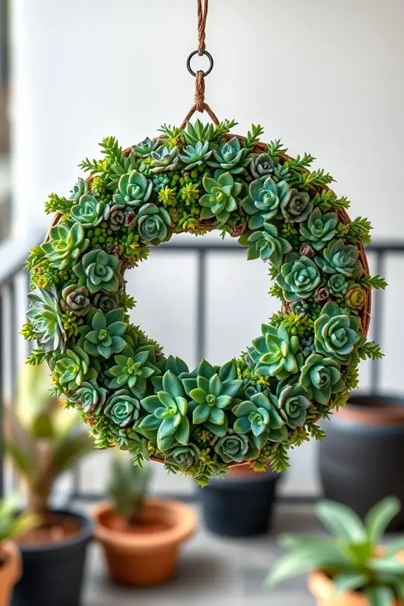 colorful succulent wreath creation