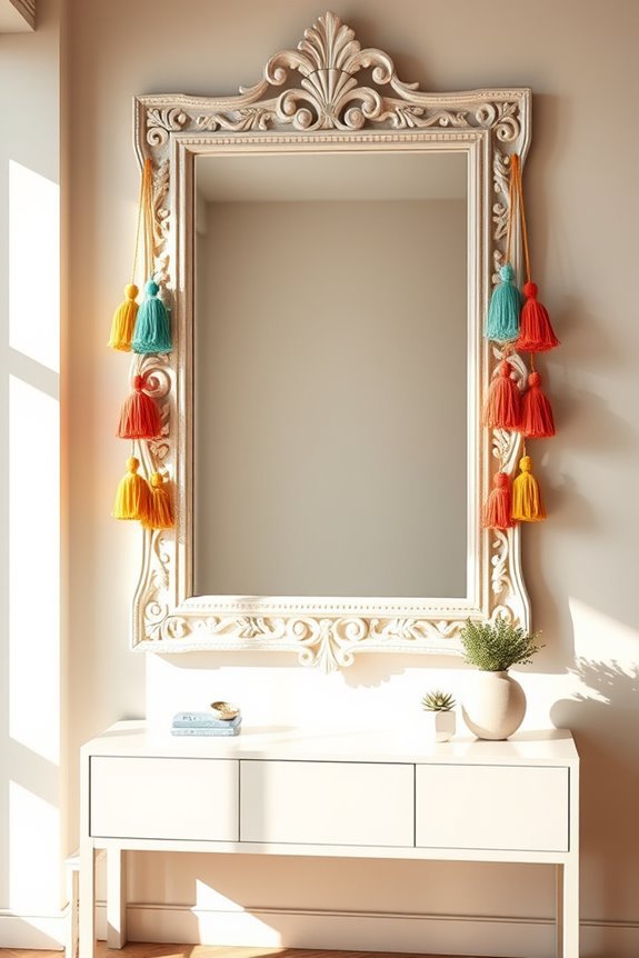 colorful tassel mirror accents