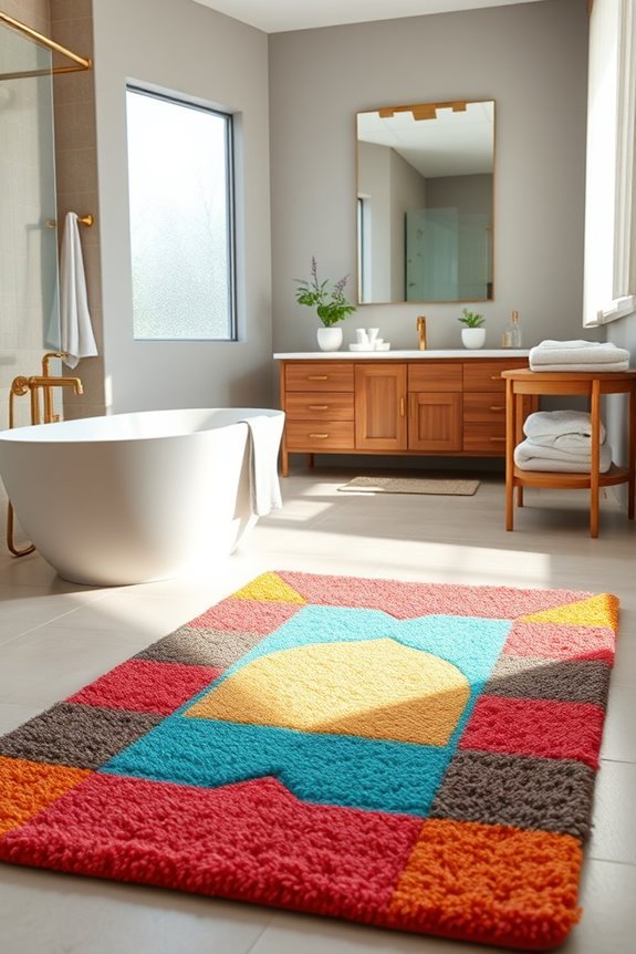 colorful textured bath mat