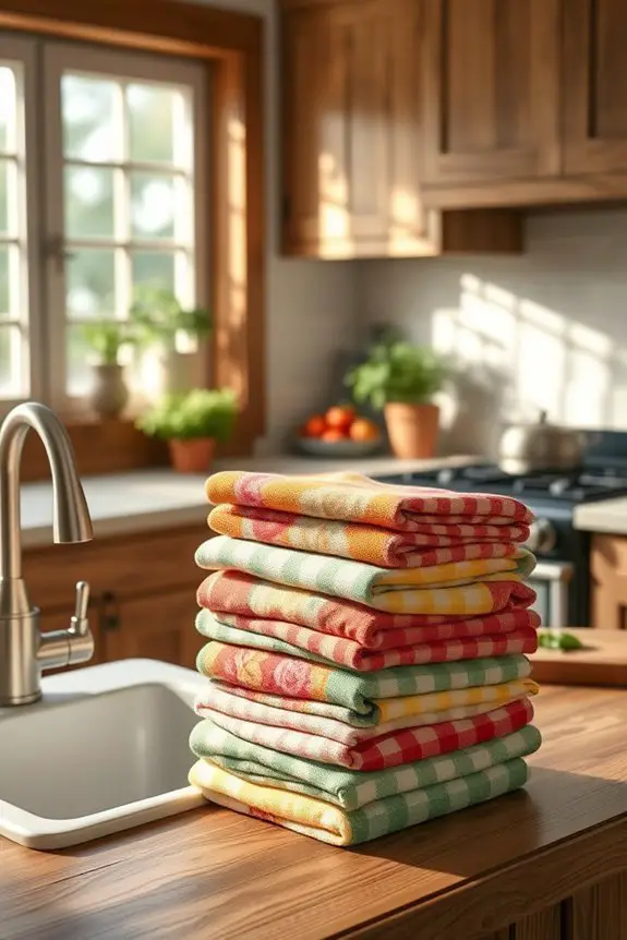 colorful towels enhance kitchens