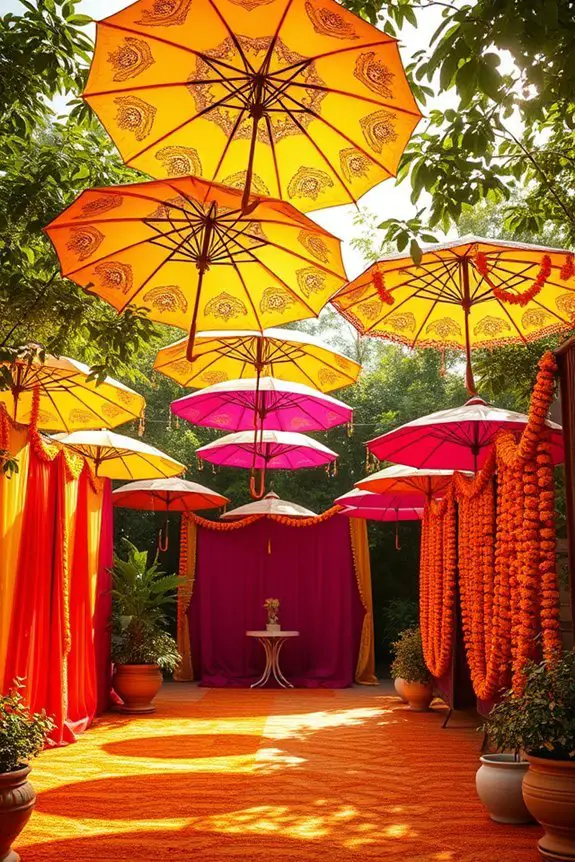colorful umbrella wedding decor