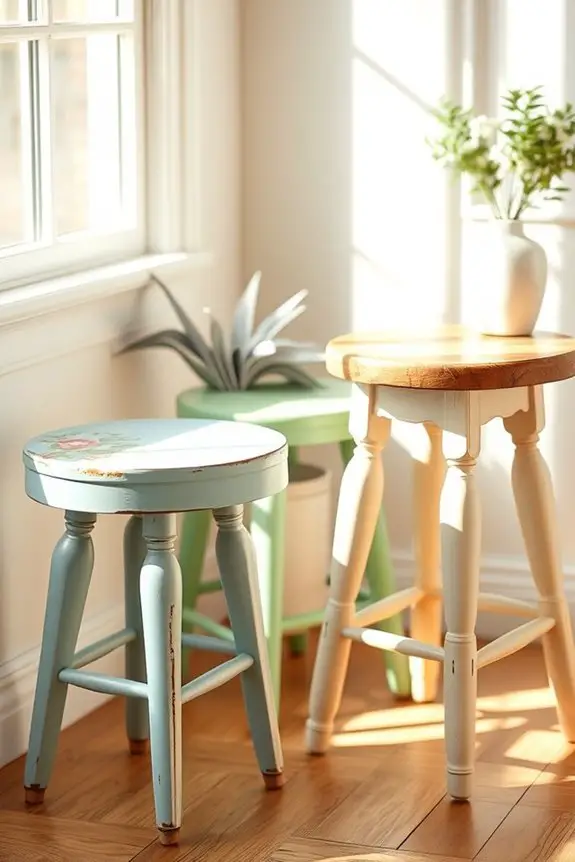 colorful unique chalk stools