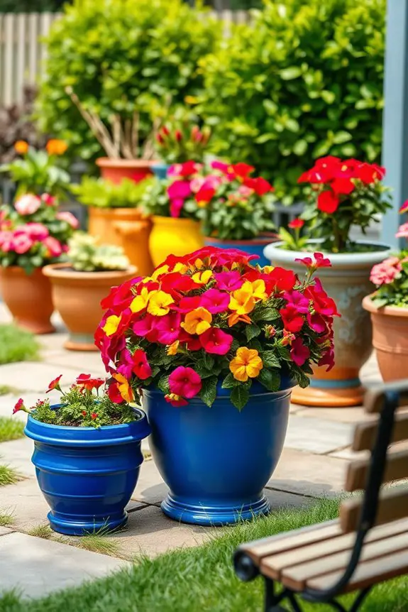 colorful vibrant planter arrangements