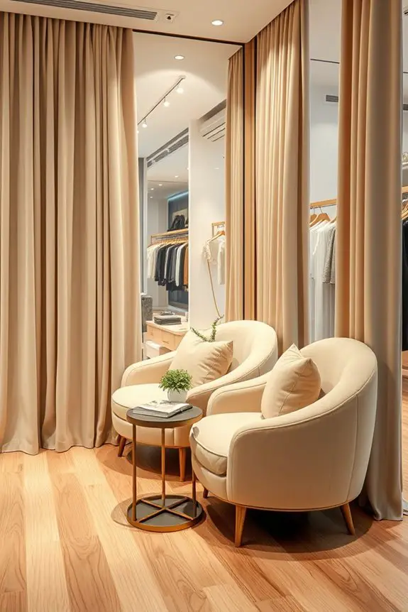 comfortable and private fitting areas