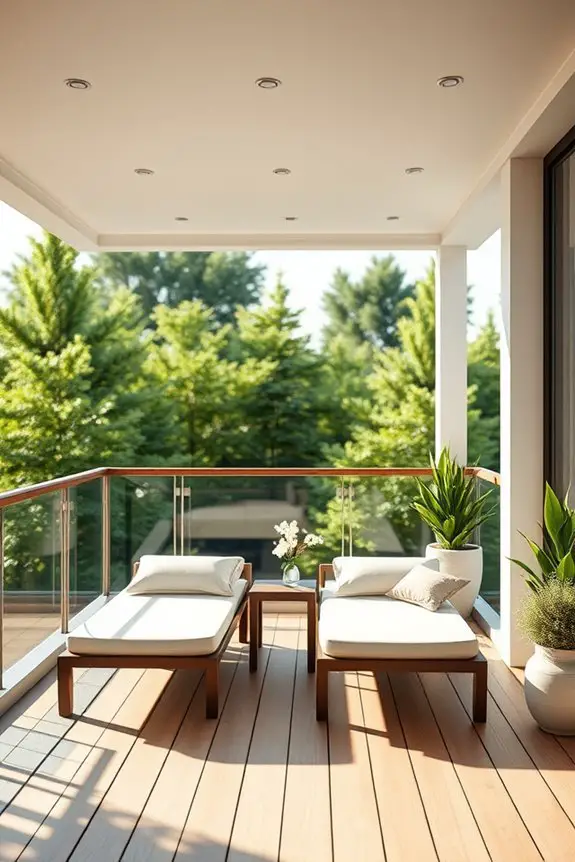 comfortable sunbathing balcony loungers