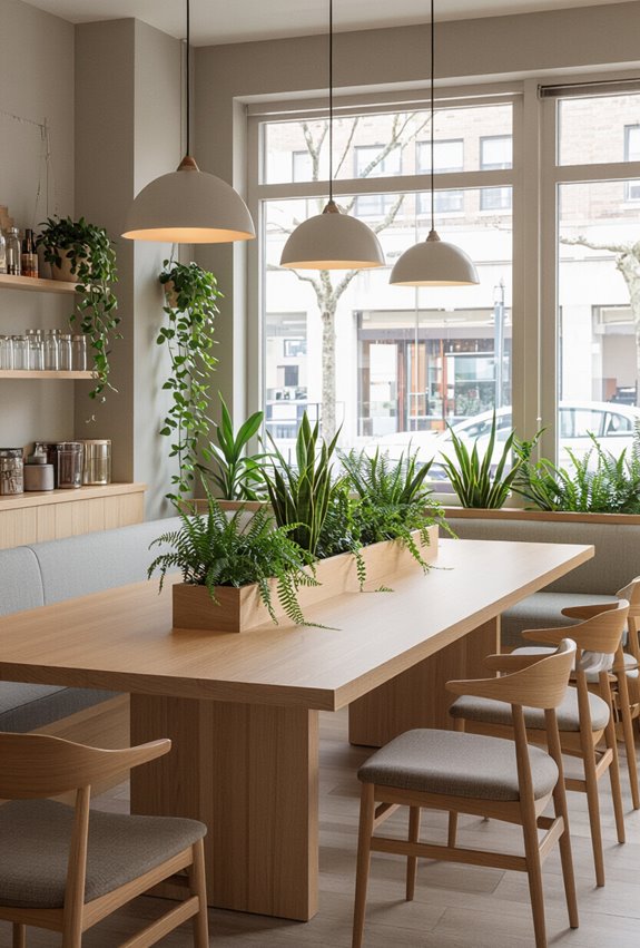 communal planter integrated social table