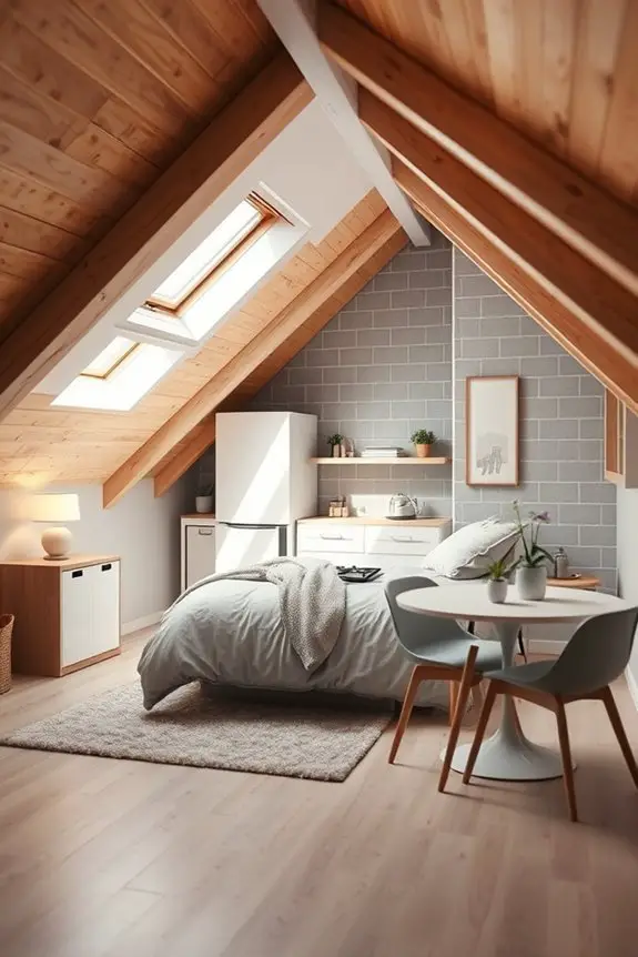 compact attic kitchenette design