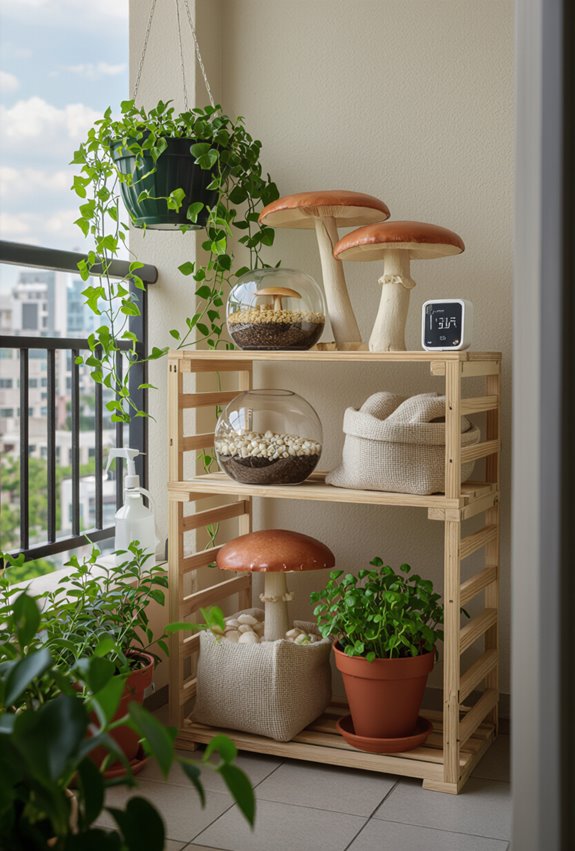 compact balcony mushroom cultivation