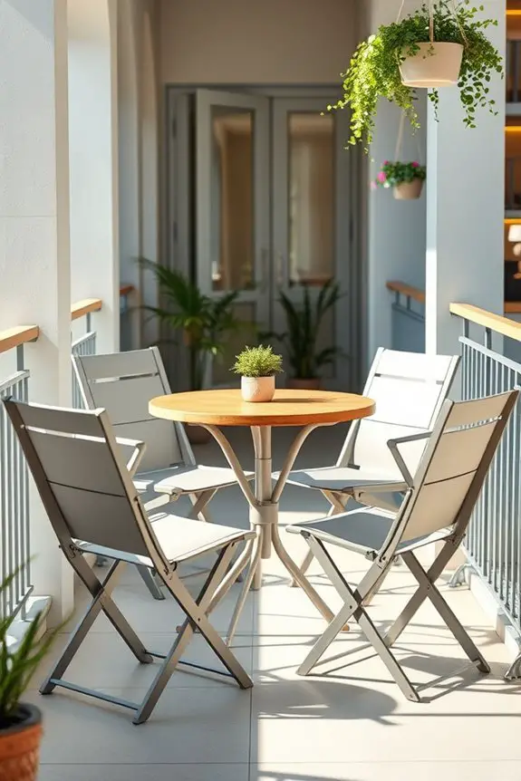 compact chairs round table