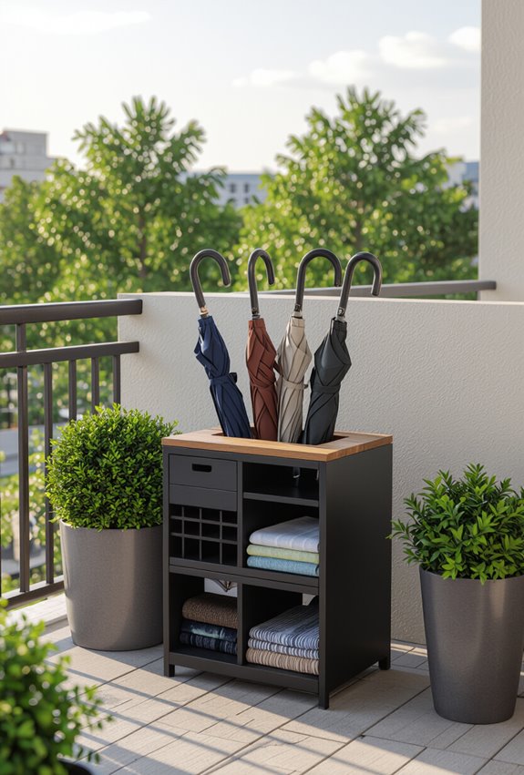 compact compartmentalized umbrella organizer