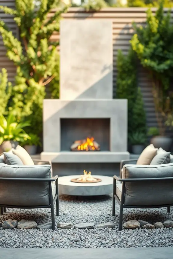 compact concrete fireplace ideas