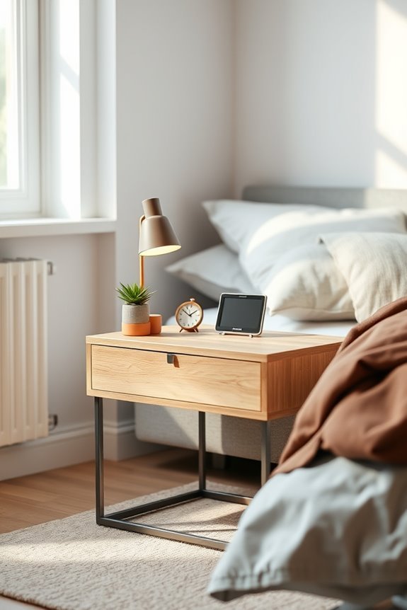 compact corner bedside table