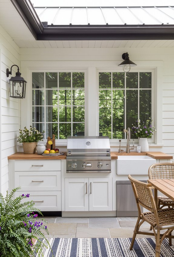 compact farmhouse patio kitchen