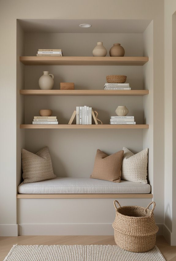compact floating shelf nook