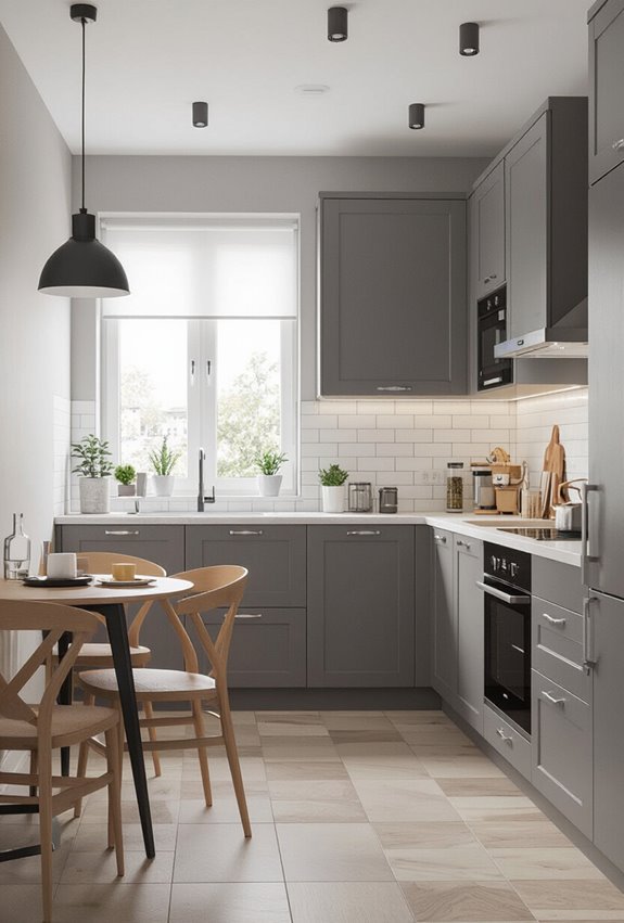 compact gray kitchen seating