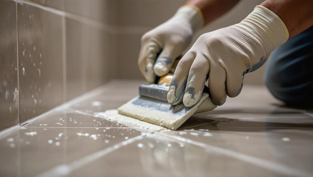 compact grout remove excess