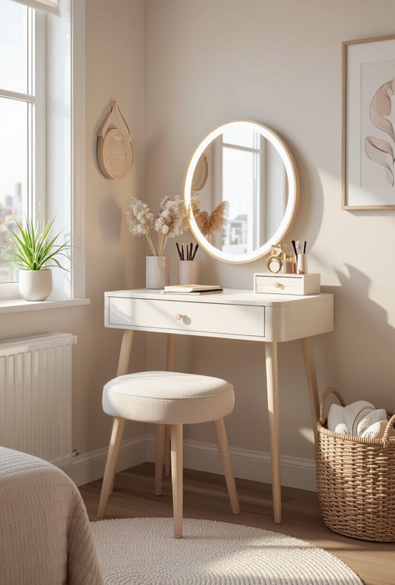 compact pastel glam vanity