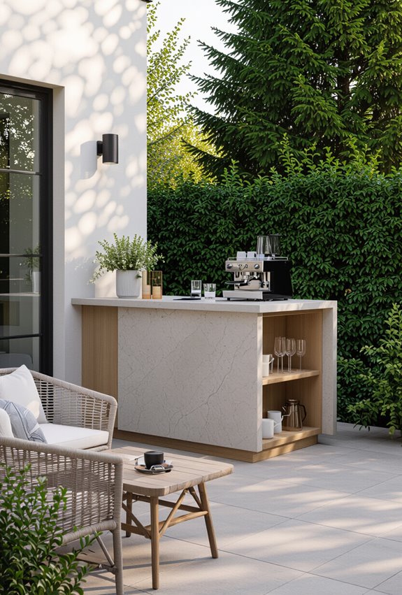 compact pergola adjacent drink station