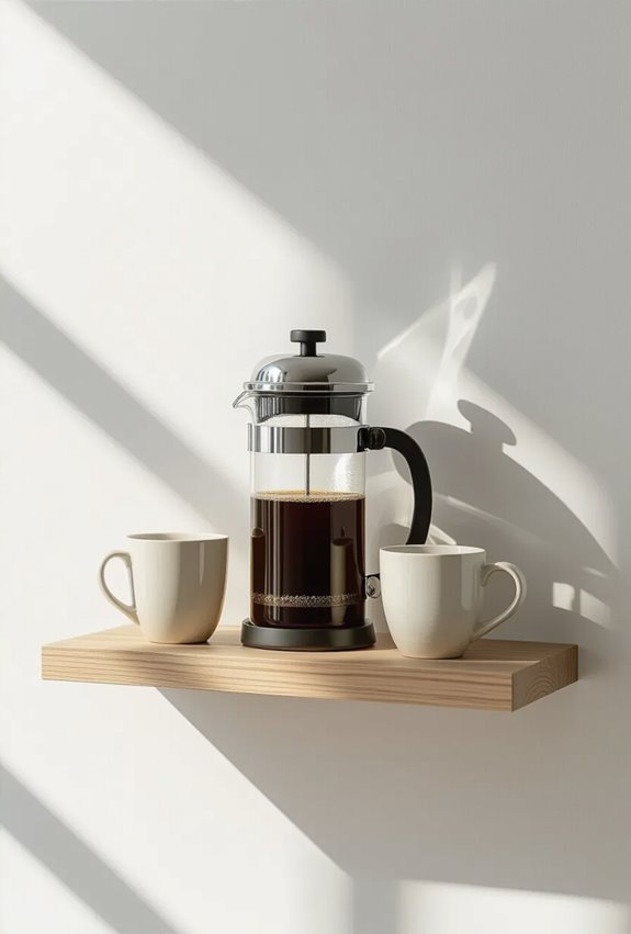 compact shelf for french press