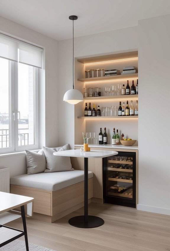 compact stylish corner bar station