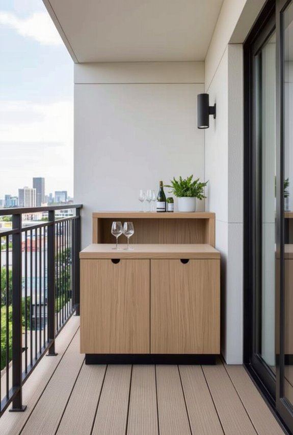 compact vertical entertaining balcony bar