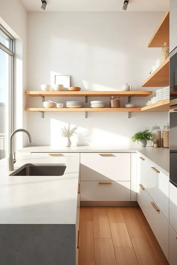 concrete and open shelving