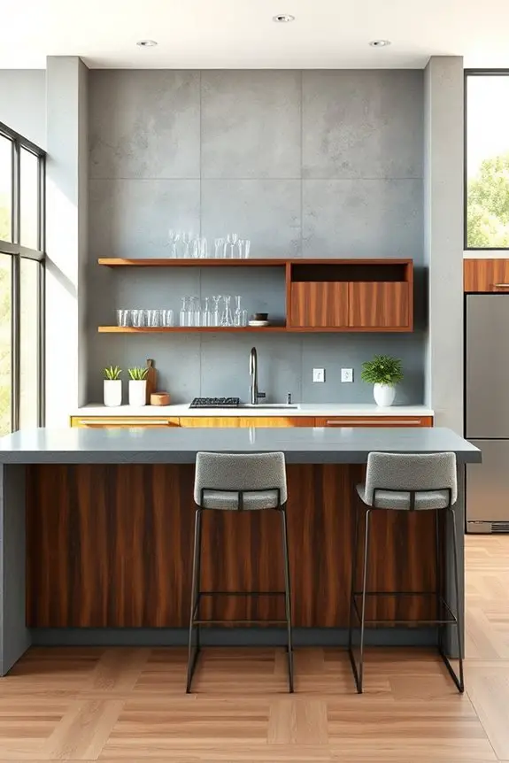 concrete and wood bar
